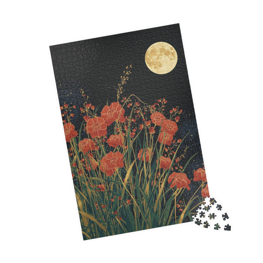 Luxury Japanese Hanafuda Jigsaw Puzzle – Moon & Pampas Grass Gold Leaf Art