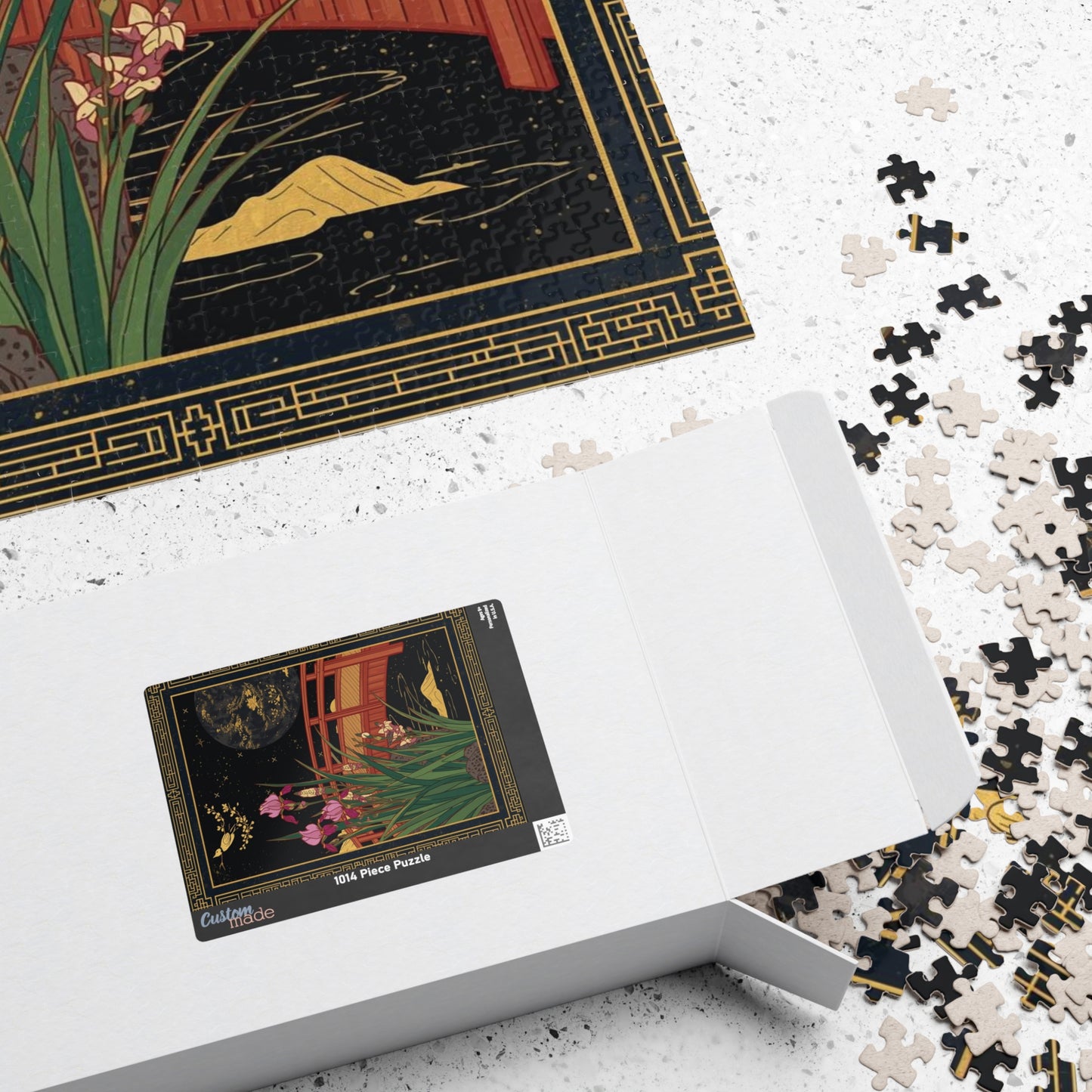 Luxury Japanese Hanafuda Jigsaw Puzzle – Iris & Bridge Gold Leaf Art
