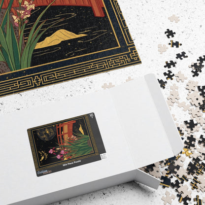 Luxury Japanese Hanafuda Jigsaw Puzzle – Iris & Bridge Gold Leaf Art