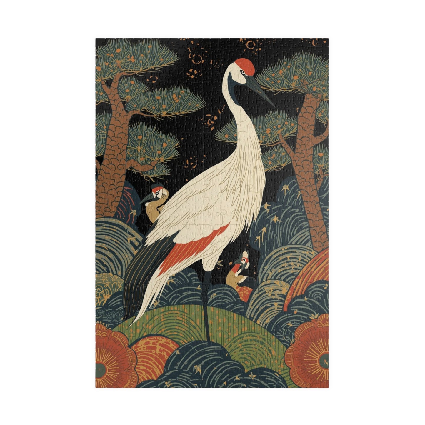 Luxury Japanese Hanafuda Jigsaw Puzzle – Pine & Crane Gold Leaf Art