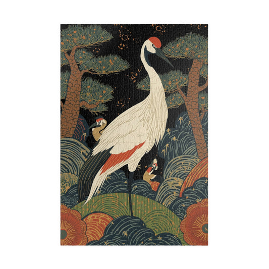 Luxury Japanese Hanafuda Jigsaw Puzzle – Pine & Crane Gold Leaf Art