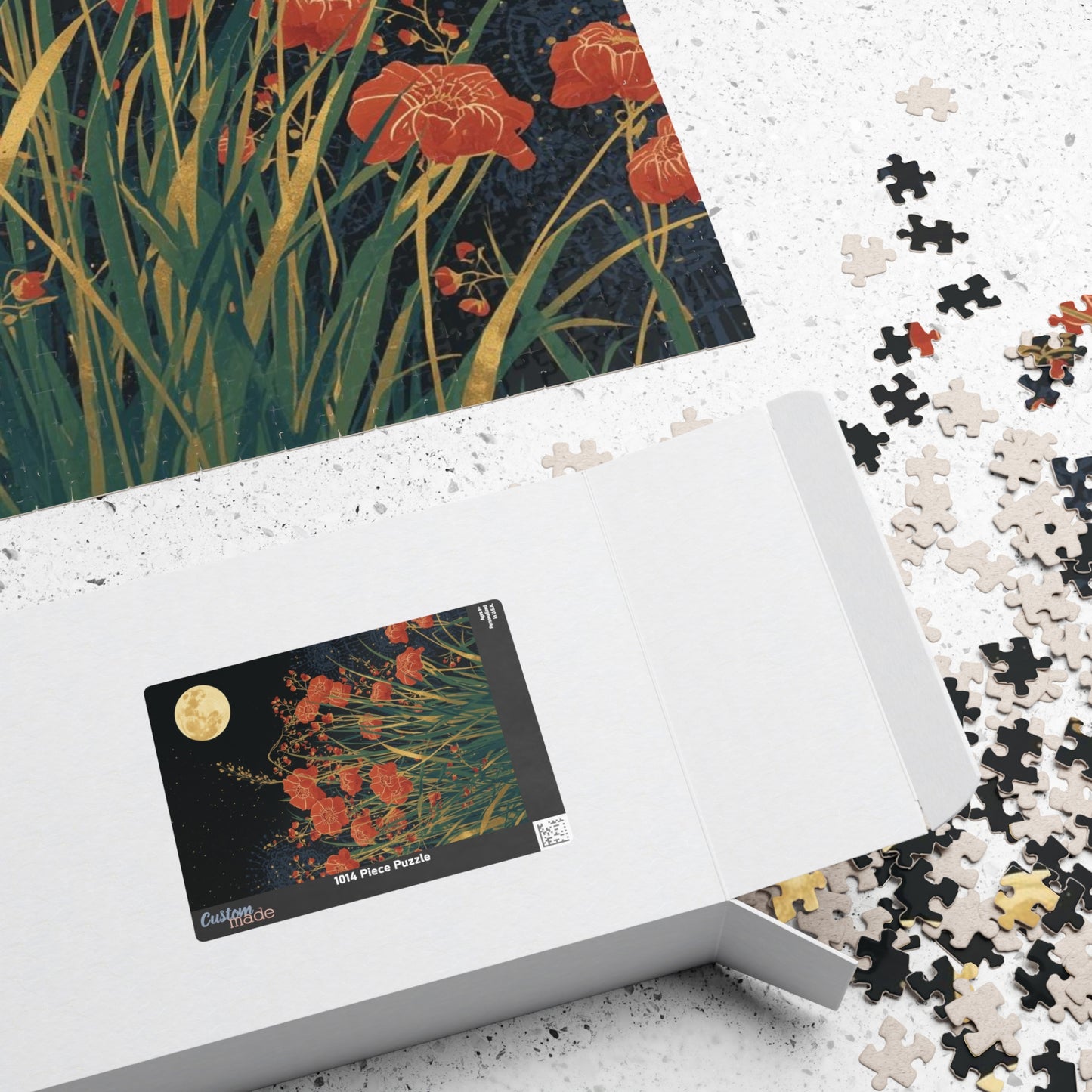 Luxury Japanese Hanafuda Jigsaw Puzzle – Moon & Pampas Grass Gold Leaf Art