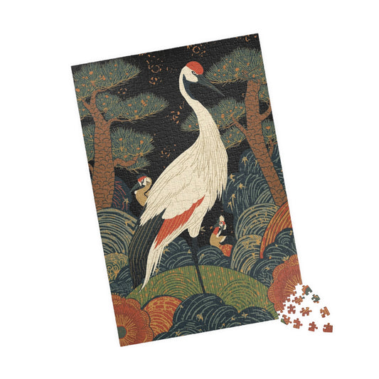 Luxury Japanese Hanafuda Jigsaw Puzzle – Pine & Crane Gold Leaf Art
