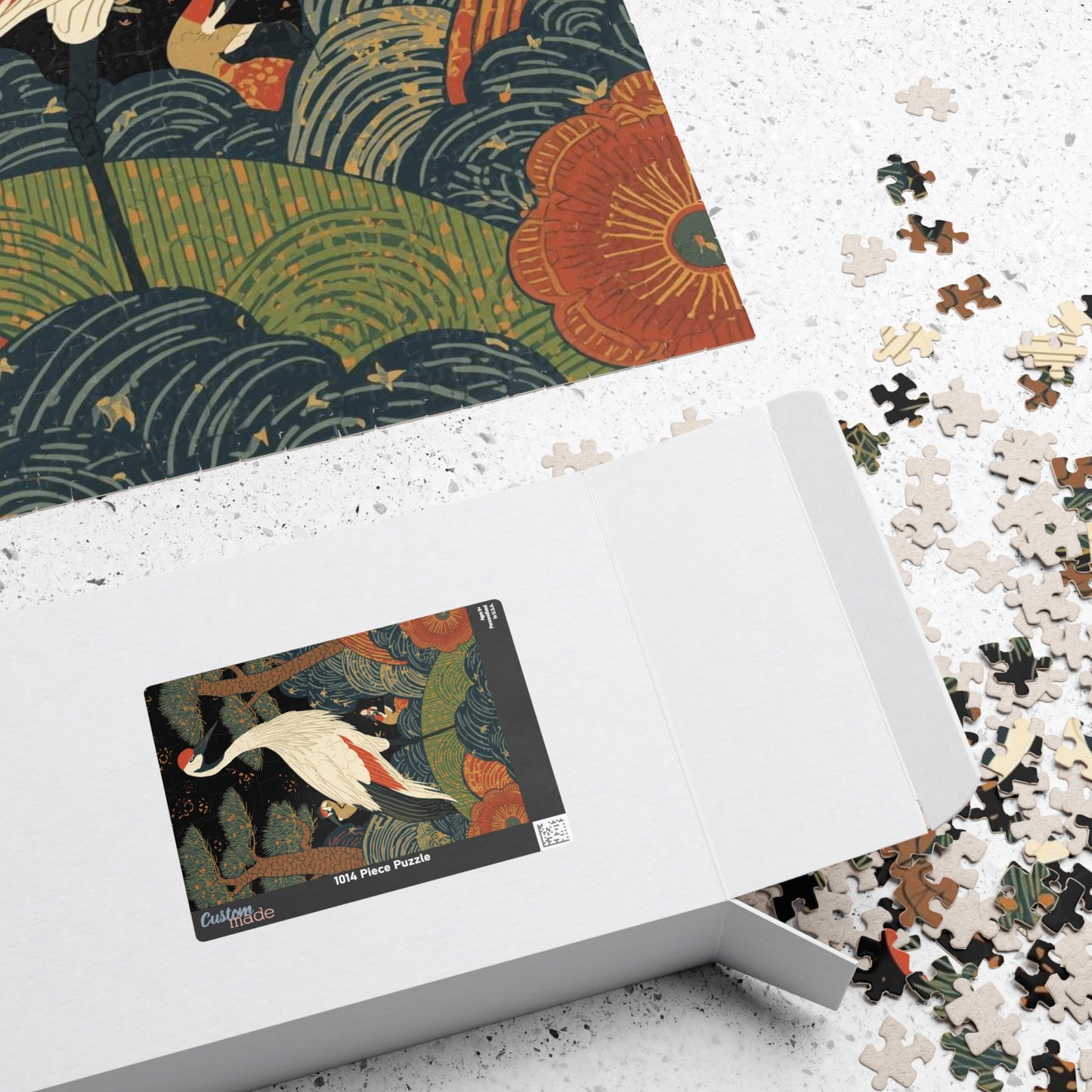 Luxury Japanese Hanafuda Jigsaw Puzzle – Pine & Crane Gold Leaf Art