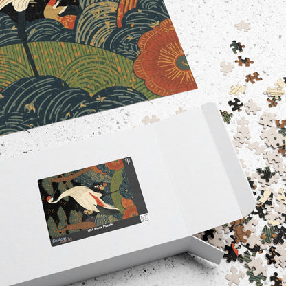 Luxury Japanese Hanafuda Jigsaw Puzzle – Pine & Crane Gold Leaf Art