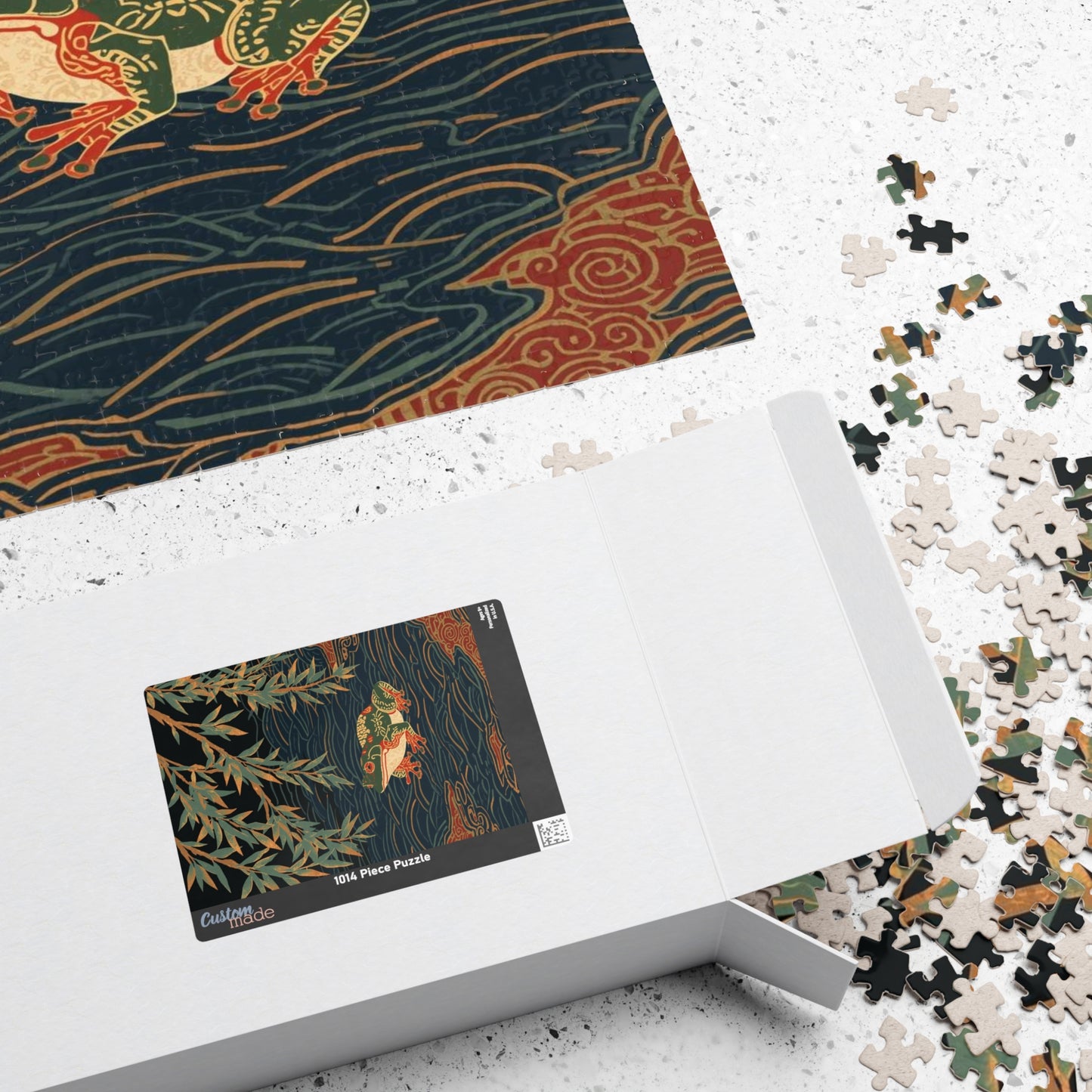 Luxury Japanese Hanafuda Jigsaw Puzzle – Willow & Frog Gold Leaf Art