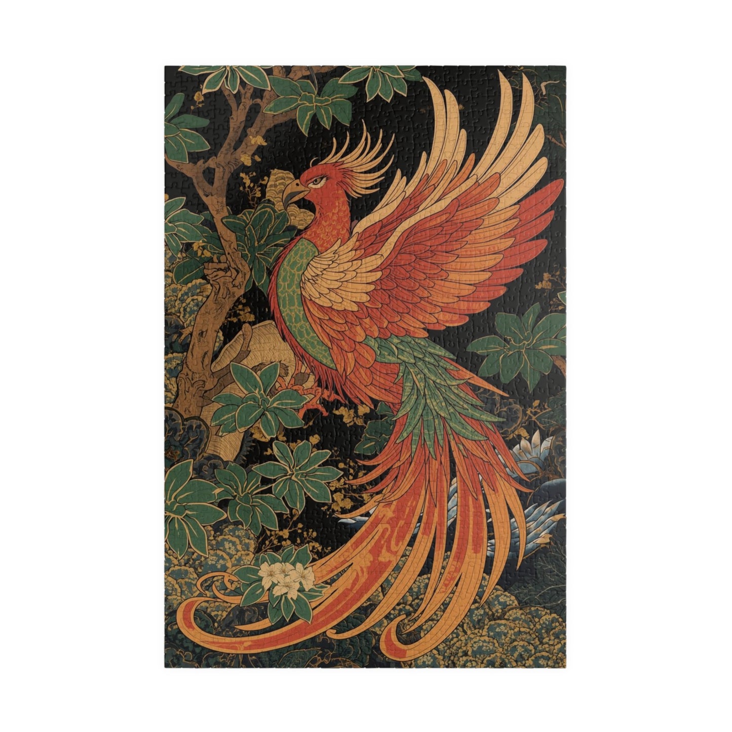 Luxury Japanese Hanafuda Jigsaw Puzzle – Phoenix & Paulownia Gold Leaf Art