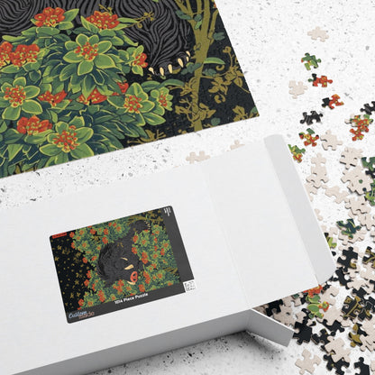Luxury Japanese Hanafuda Jigsaw Puzzle – Bush Clover & Boar Gold Leaf Art