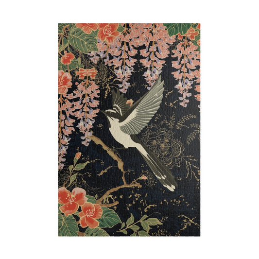 Luxury Japanese Hanafuda Jigsaw Puzzle – Wisteria & Cuckoo Gold Leaf Art